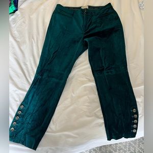 Emerald/teal green velvet pants. Size 10. Anthropologie brand.